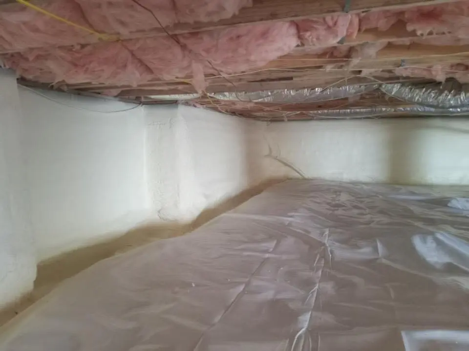 Crawl space encapsulation with closed-cell spray foam for Roof Waterproofing in Brooklyn